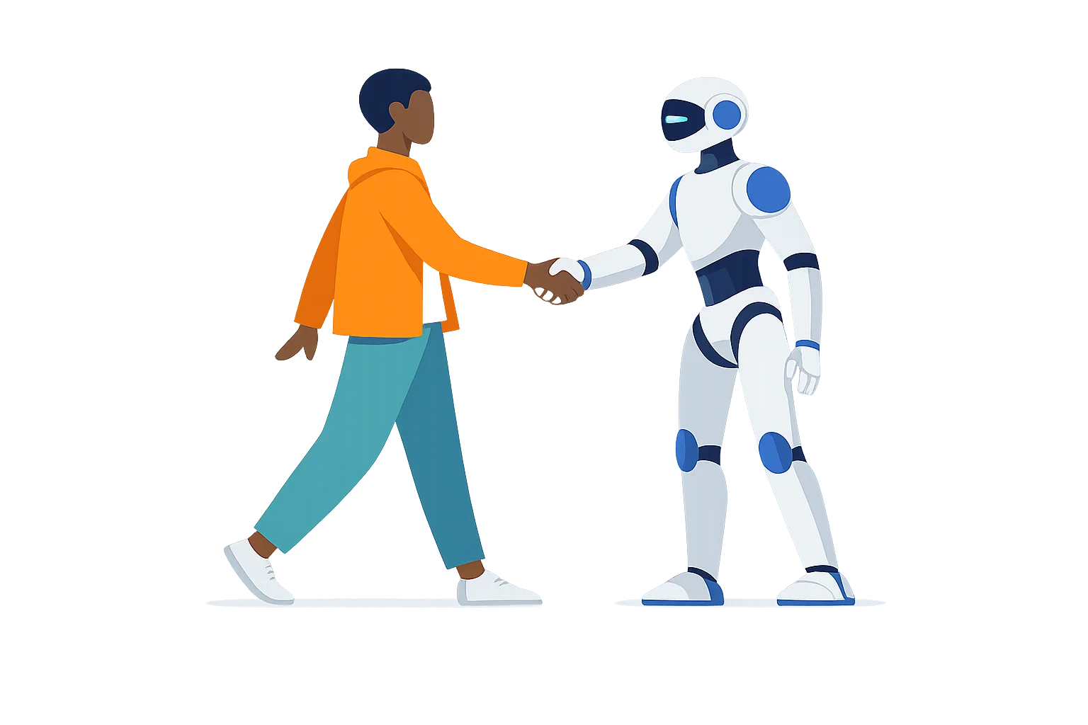 A person and an AI assistant shaking hands